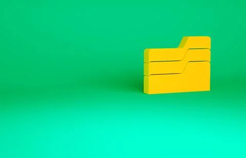Orange Document folder icon isolated on green background. Accounting binder s Stock-Illustration