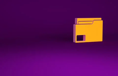 Orange Document folder icon isolated on purple background. Accounting binder  Illustrazione stock