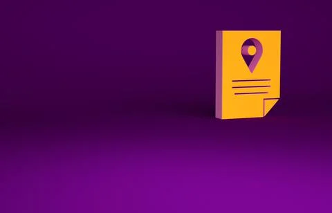 Orange Document tracking marker system icon isolated on purple background. Pa Illustrazione stock