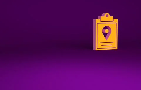 Orange Document tracking marker system icon isolated on purple background. Pa イラスト素材