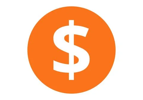 Orange dollar sign coin vector illustration, Currency symbol flat graphic ico Stock Illustration