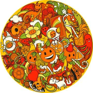 Orange doodle background Stock Illustration