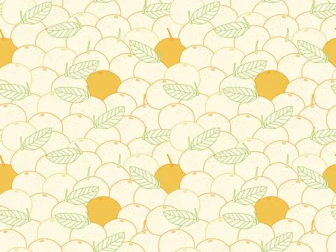 Orange doodle seamless pattern Gift Wrap wallpaper background Stock Illustration