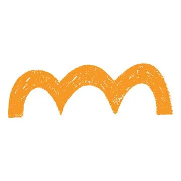 Orange doodle squiggle, scribble stroke arc pattern crayon texture, vector kid Stock Illustration
