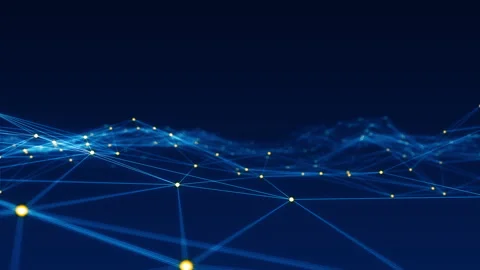 Orange dot and line connection with polygonal technology abstract background Stock Footage 157544990