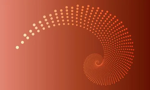 Orange Dot Spiral Fibonacci Sequence Pattern Background dots Stock Illustration