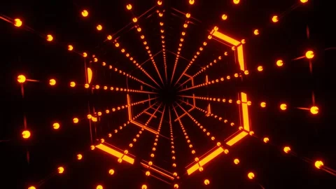 Orange Dots and Energy Lines Radial Perspective Background VJ Loop in 4K 库存影片 344098196