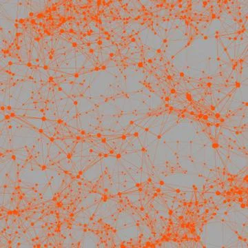 Orange dots connected on grey. abstract background Stock Illustration