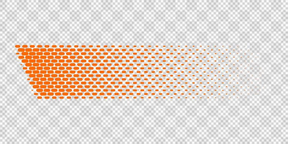 Orange dotted abstract motion effect on transparent background Stock Illustration