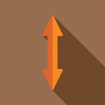 Orange double arrow pointing up and down with long shadow Stock Illustration