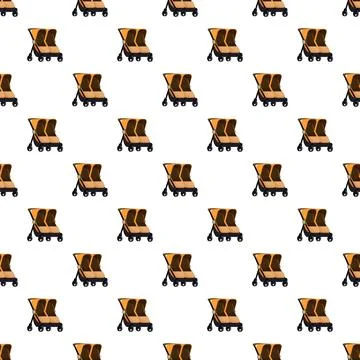 Orange double baby strollers forming seamless pattern Stock Illustration