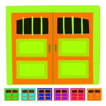 Orange double garage door vector on white background graphic Stock Illustration