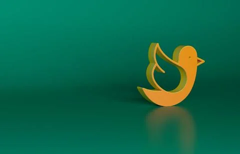Orange Dove icon isolated on green background. Minimalism concept. 3D render Illustrazione stock