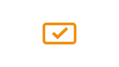 Orange download confirmation icon with checkmark Stock Footage 333685371