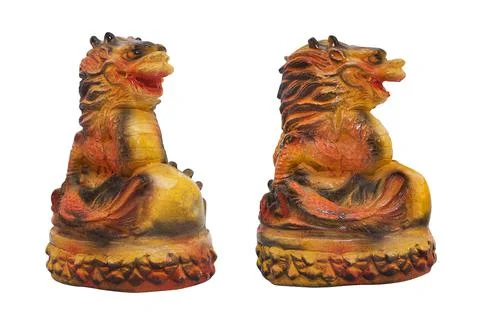 Orange dragon statuette. Stock-Fotos