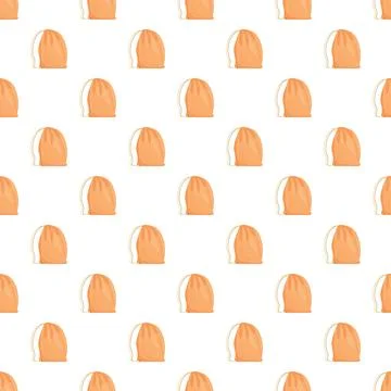 Orange drawstring backpack repeating pattern on white background Illustrazione stock