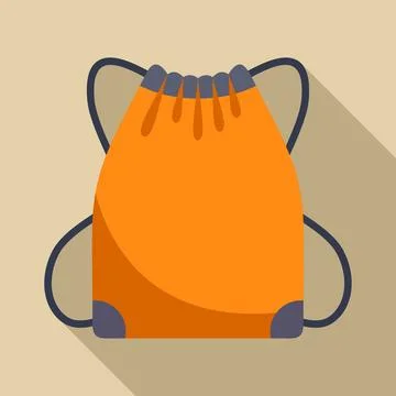 Orange drawstring bag vector flat icon style Stock Illustration
