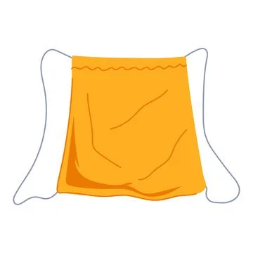 Orange drawstring sack empty with open strings Stock Illustration