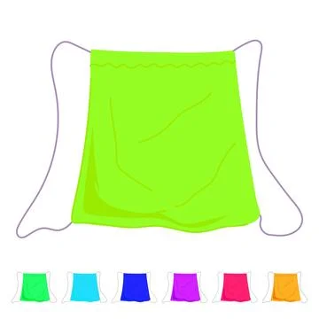 Orange drawstring sack empty with open strings graphic 스톡 일러스트