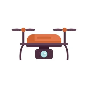 Orange drone with camera recording, flying and filming Stock Illustration
