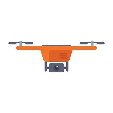 Orange drone with camera taking pictures from above Stock Illustration