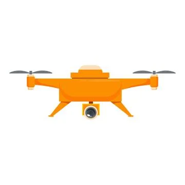 Orange drone hovering with camera taking photos Stock Illustration