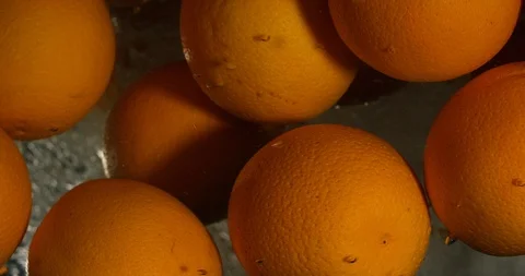 Orange Drops Under Water on Black Background. Fresh Orange Fruit Plunging And 動画素材 96545340