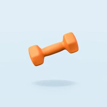 Orange Dumbbell on Blue Background Stock Illustration