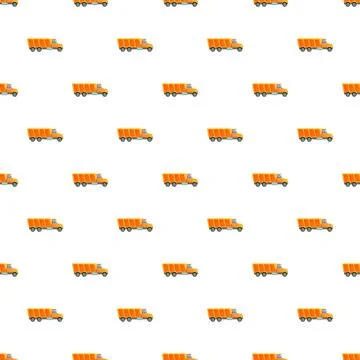 Orange dump truck seamless pattern background Stock Illustration