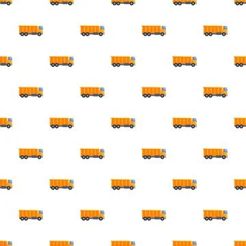 Orange dump truck seamless pattern for transportation and logistics Illustrazione stock