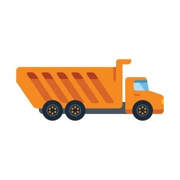 Orange dump truck transporting building materials Stock Illustration
