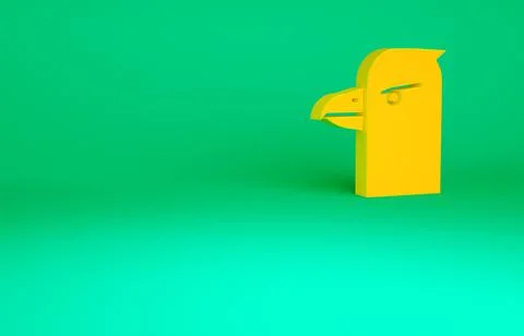Orange Eagle head icon isolated on green background. Minimalism concept. 3d i 스톡 일러스트