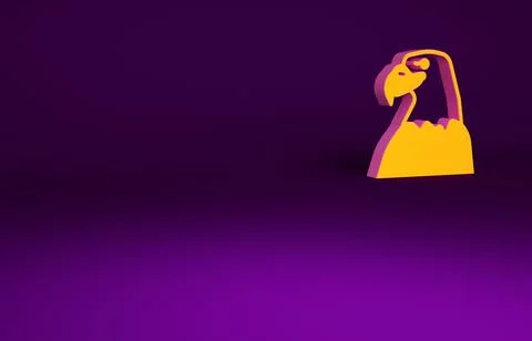 Orange Eagle head icon isolated on purple background. Animal symbol. Minimali 스톡 일러스트