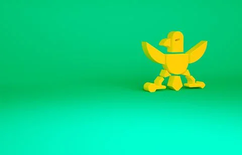 Orange Eagle icon isolated on green background. American Presidential symbol. 스톡 일러스트