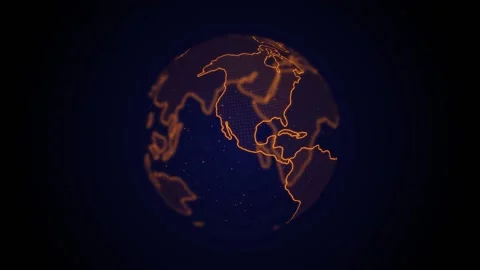 Orange Earth HUD with blue gradient background Stock Footage 145316938