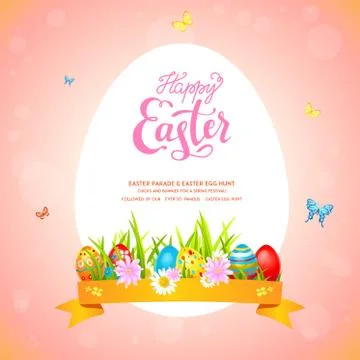 Orange easter card frame Stock Illustration