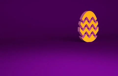 Orange Easter egg icon isolated on purple background. Happy Easter. Minimalis Stock Illustration