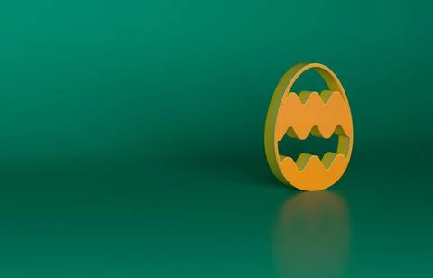 Orange Easter egg icon isolated on green background. Happy Easter. Minimalism Stock Illustration