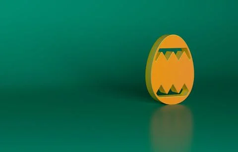 Orange Easter egg icon isolated on green background. Happy Easter. Minimalism Stock Illustration