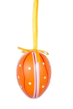 Orange Easter egg isolated on white background Stock Photos