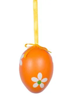 Orange Easter egg isolated on white background Stock Photos