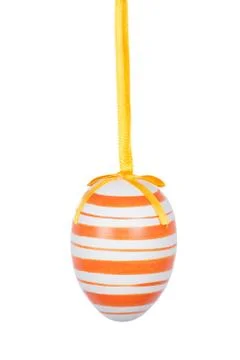 Orange Easter egg isolated on white background 库存照片