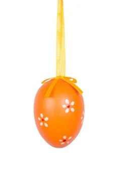 Orange Easter egg isolated on white background Stock Photos