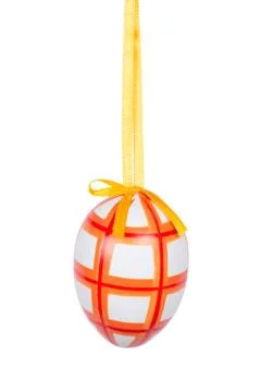 Orange Easter egg isolated on white background Stock Photos