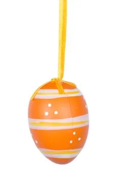 Orange Easter egg isolated on white background Stock Photos