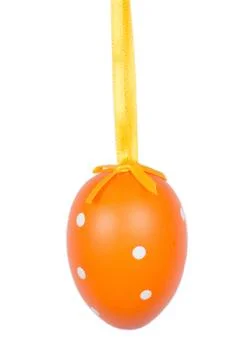 Orange Easter egg isolated on white background Stock Photos