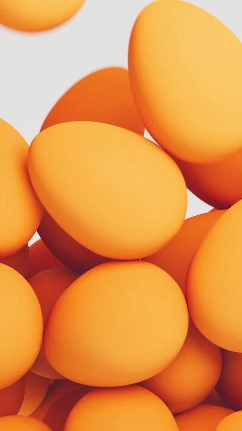 Orange Easter Eggs fall down and fill up the screen. 3d render animation Stock-Footage 266784202