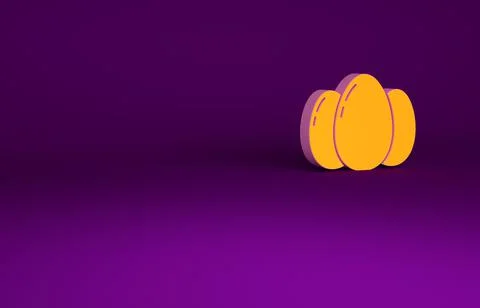 Orange Easter eggs icon isolated on purple background. Happy Easter. Minimali Stock Illustration