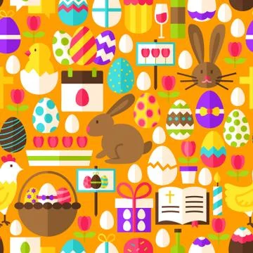 Orange Easter Seamless Pattern 스톡 일러스트