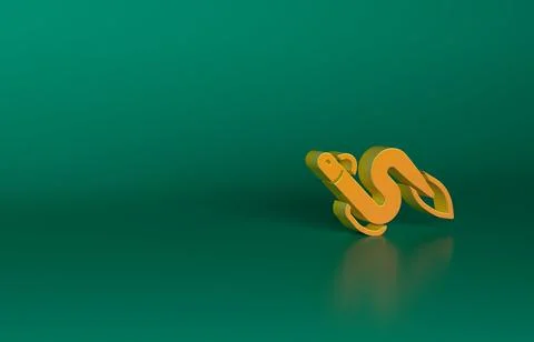 Orange Eel fish icon isolated on green background. Minimalism concept. 3D render Stock Illustration